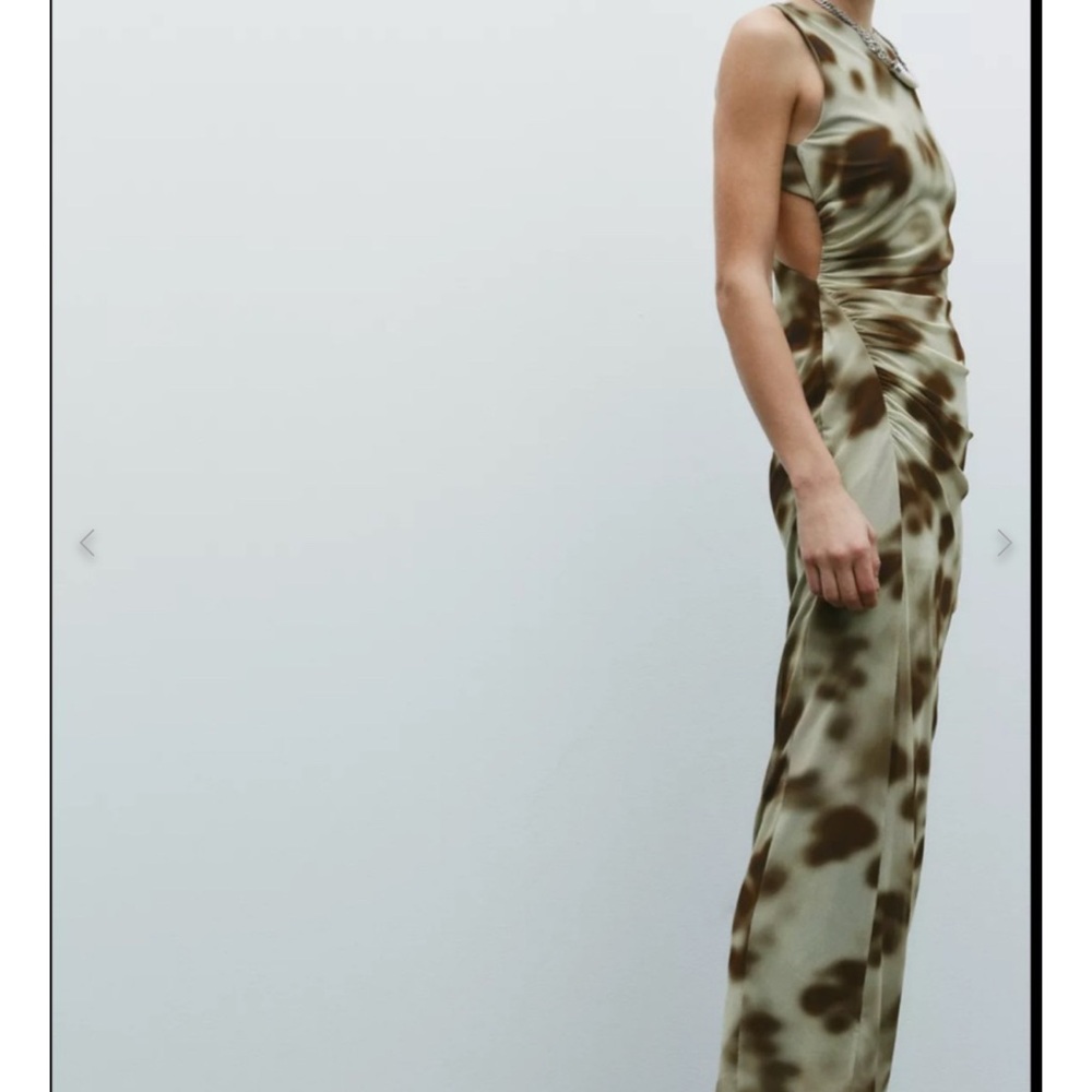 Zara Olive Tie-Dye Backless Dress size L NWT